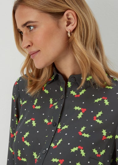Black Christmas Holly Shirt
