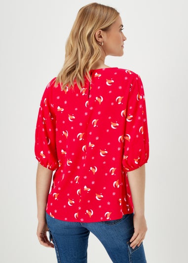 Red Christmas Robin Print Box Top