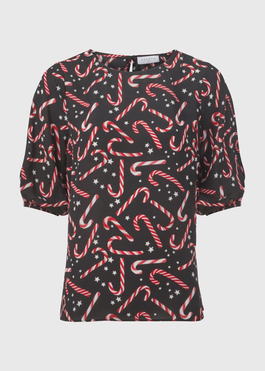 Black Christmas Candy Cane Box Top