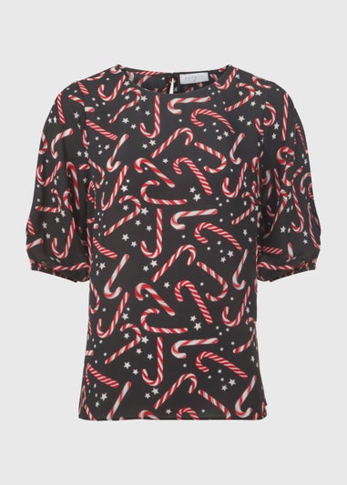 Black Christmas Candy Cane Box Top