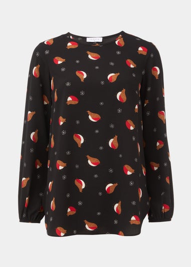 Black Christmas Robin Bubble Box Top