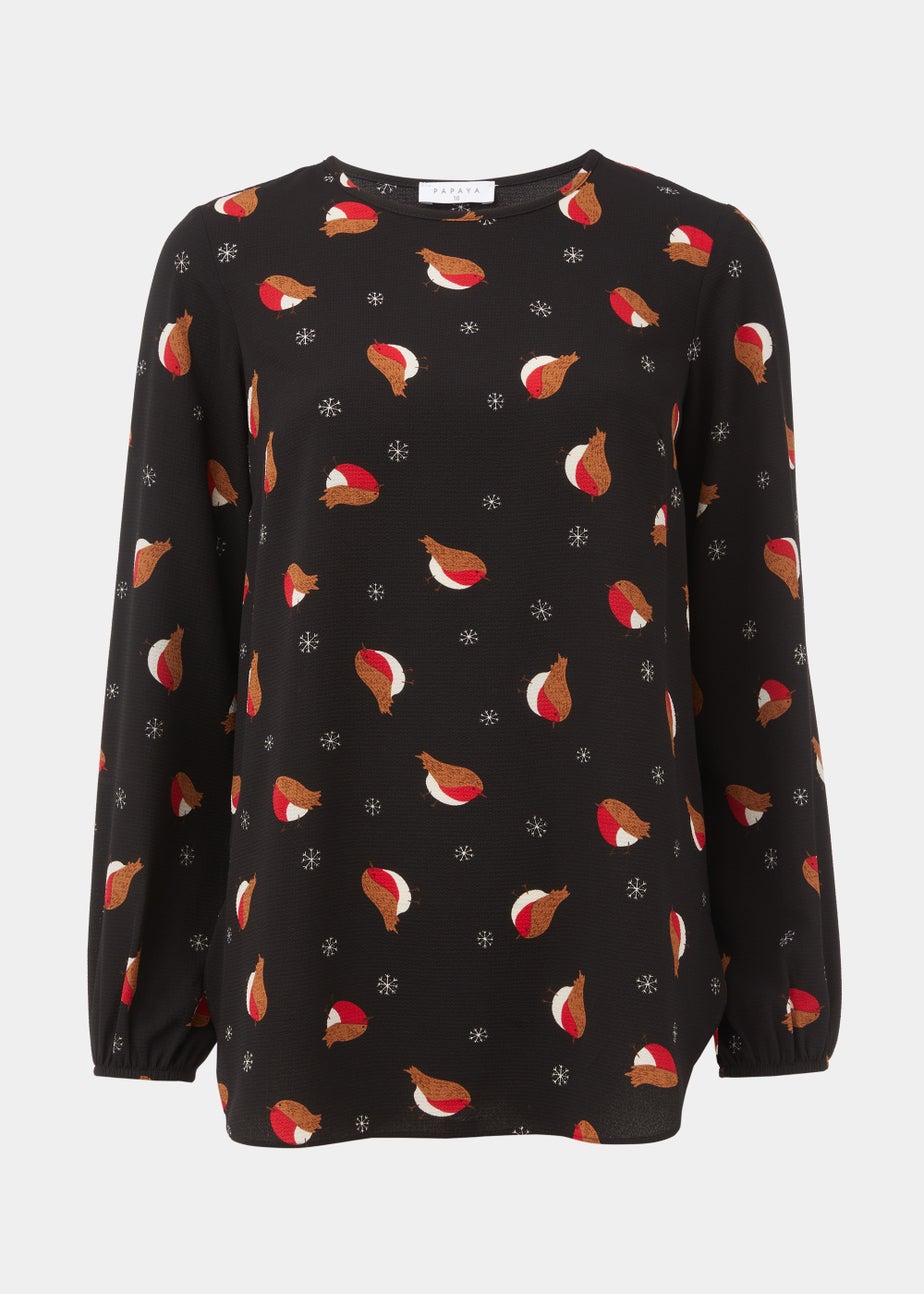 Black Christmas Robin Bubble Box Top