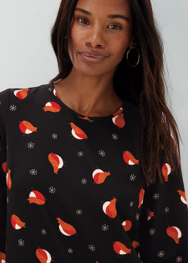 Black Christmas Robin Bubble Box Top