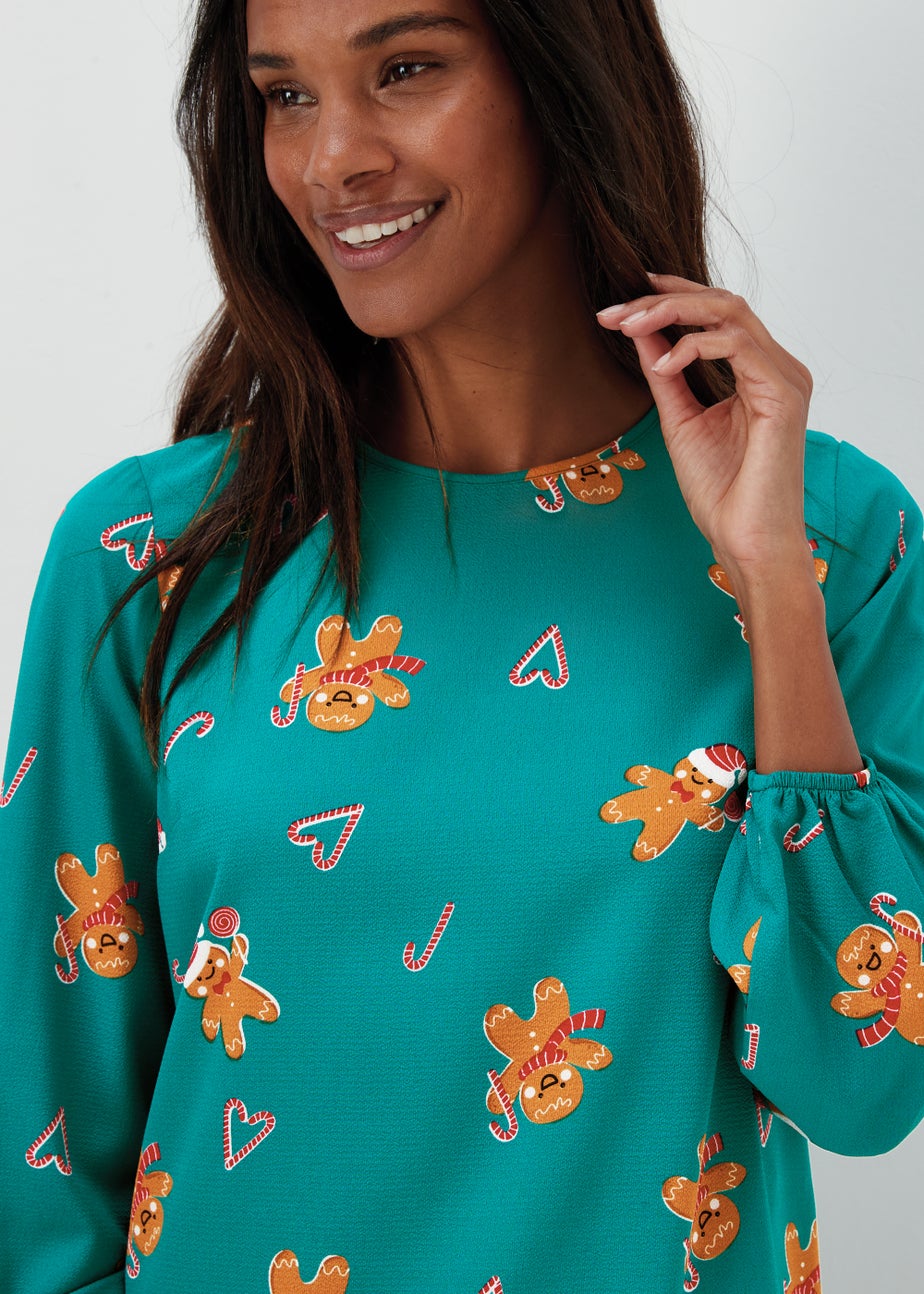 Teal Christmas Gingerbread Bubble Box Top