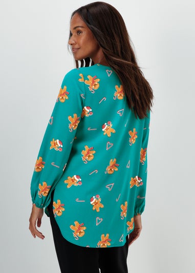 Teal Christmas Gingerbread Bubble Box Top