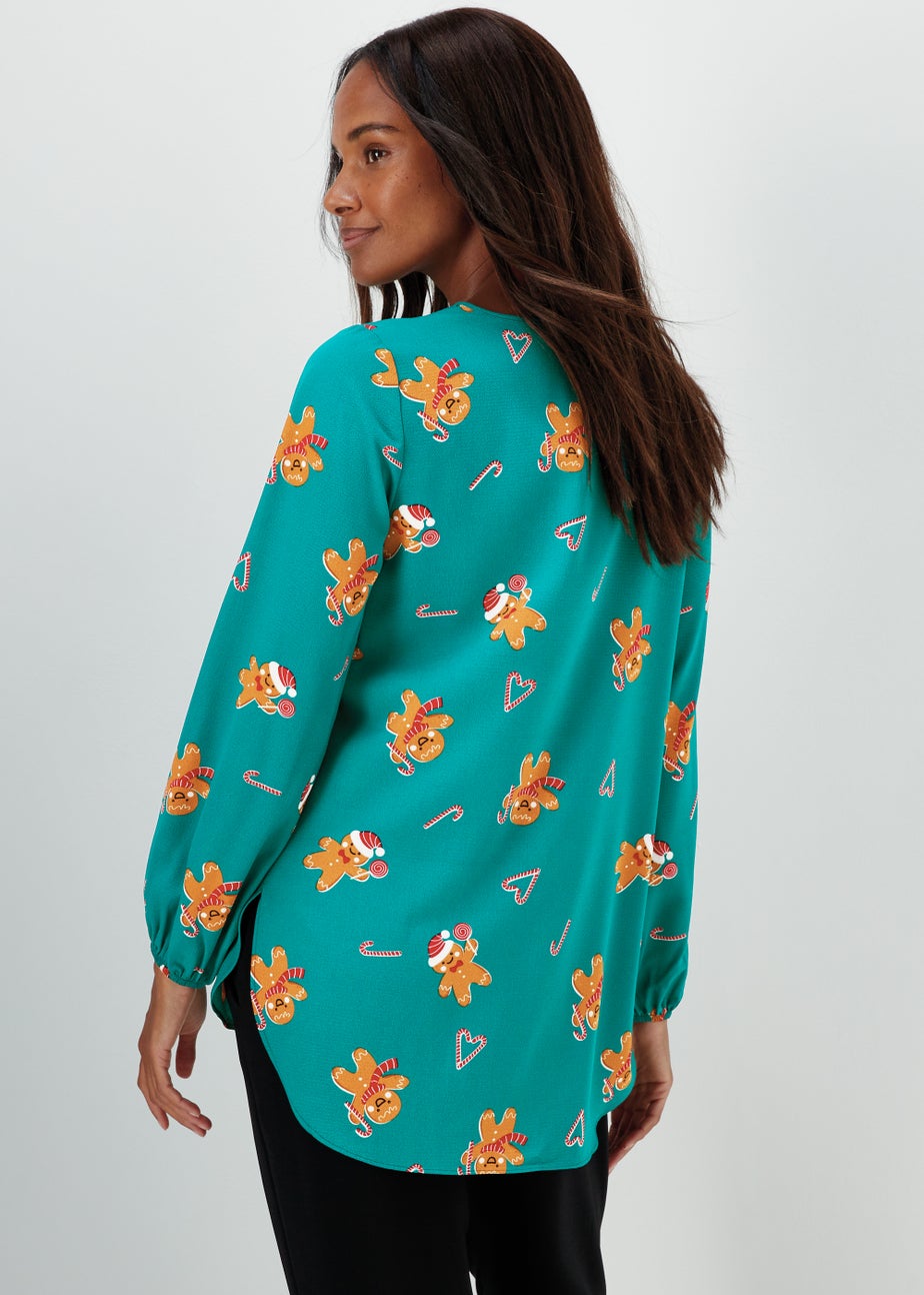 Teal Christmas Gingerbread Bubble Box Top