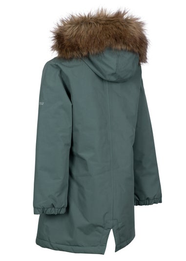 Kids Trespass Green Astound Faux Fur Collar Coat (2-12yrs)