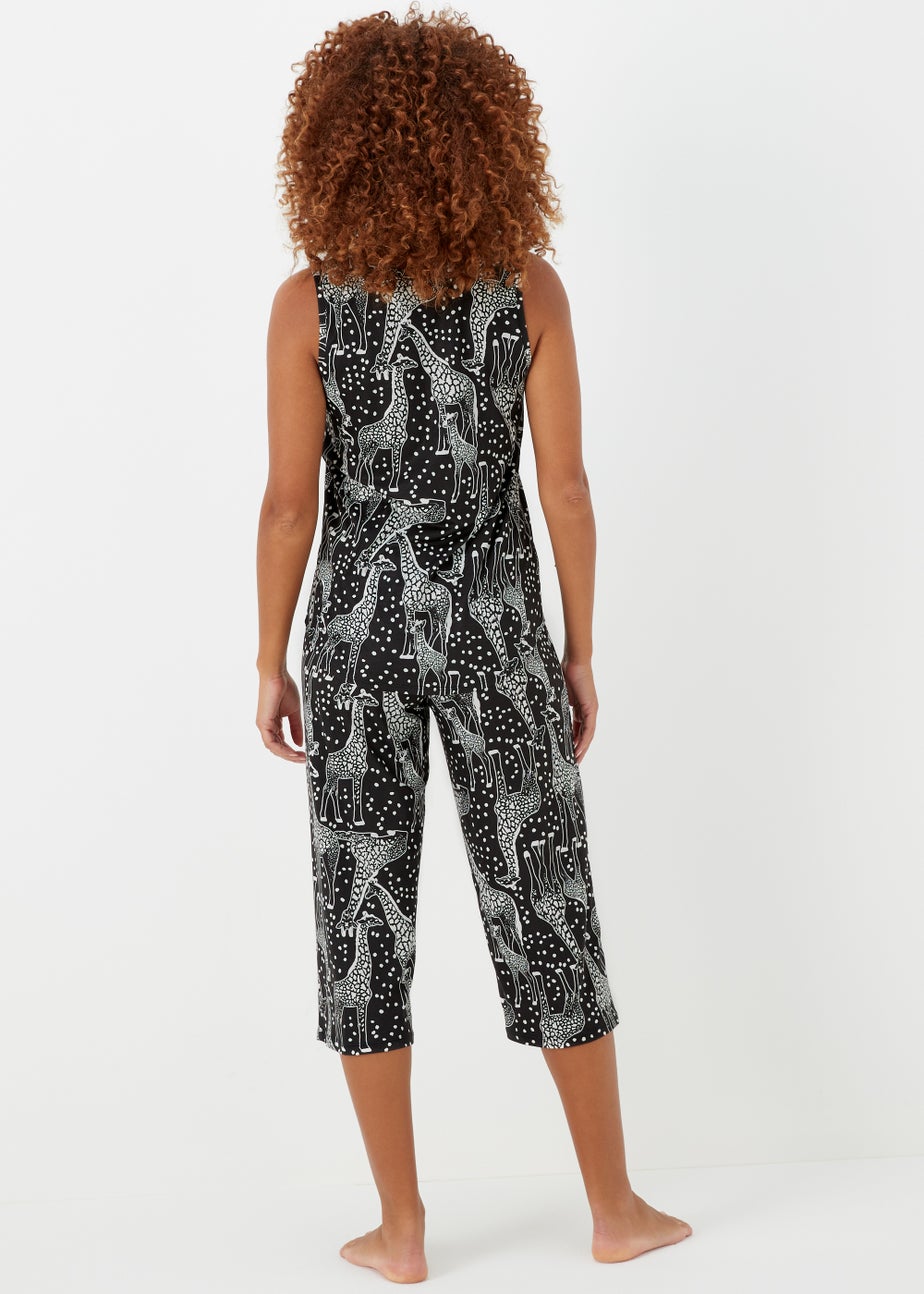 Black Giraffe Print Pyjama Set