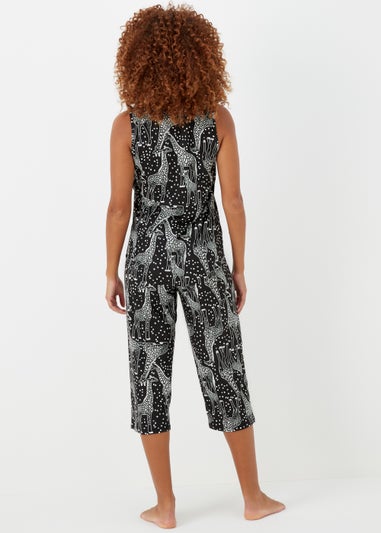 Black Giraffe Print Pyjama Set