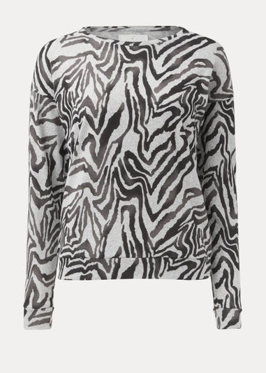 Grey Zebra Print Lounge Top