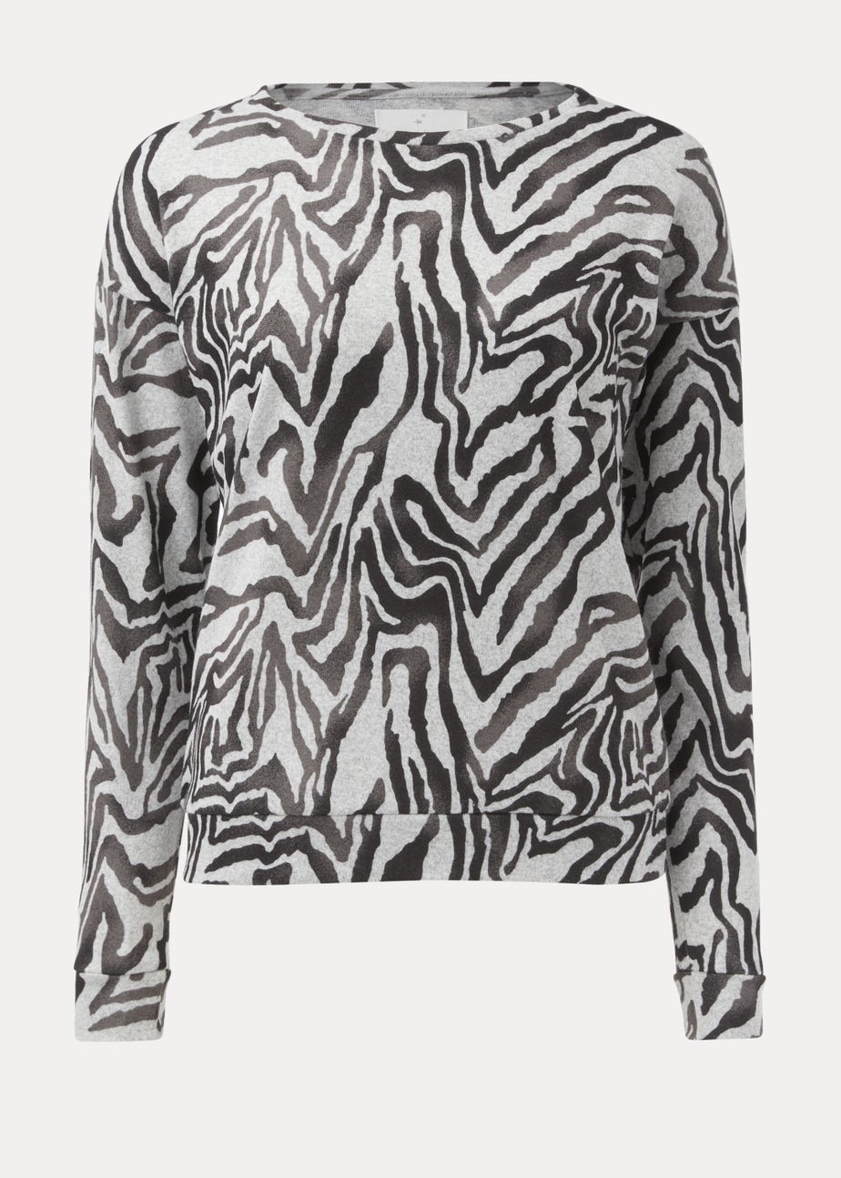 Grey Zebra Print Lounge Top