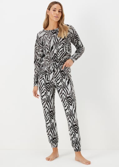 Grey Zebra Print Lounge Top