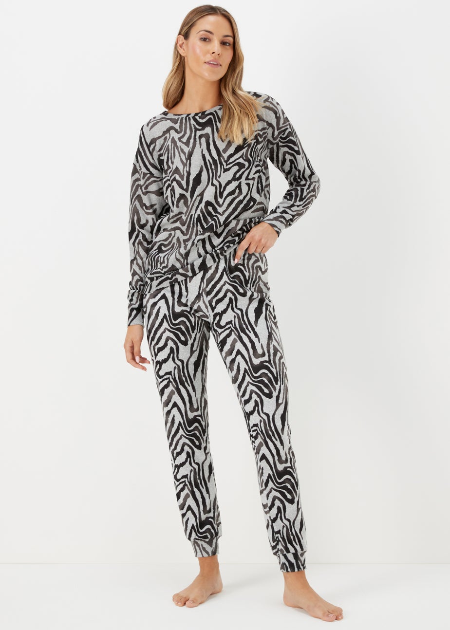Grey Zebra Print Lounge Top