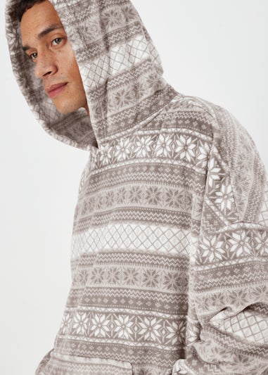 Grey Fair Isle Snuggle Hoodie