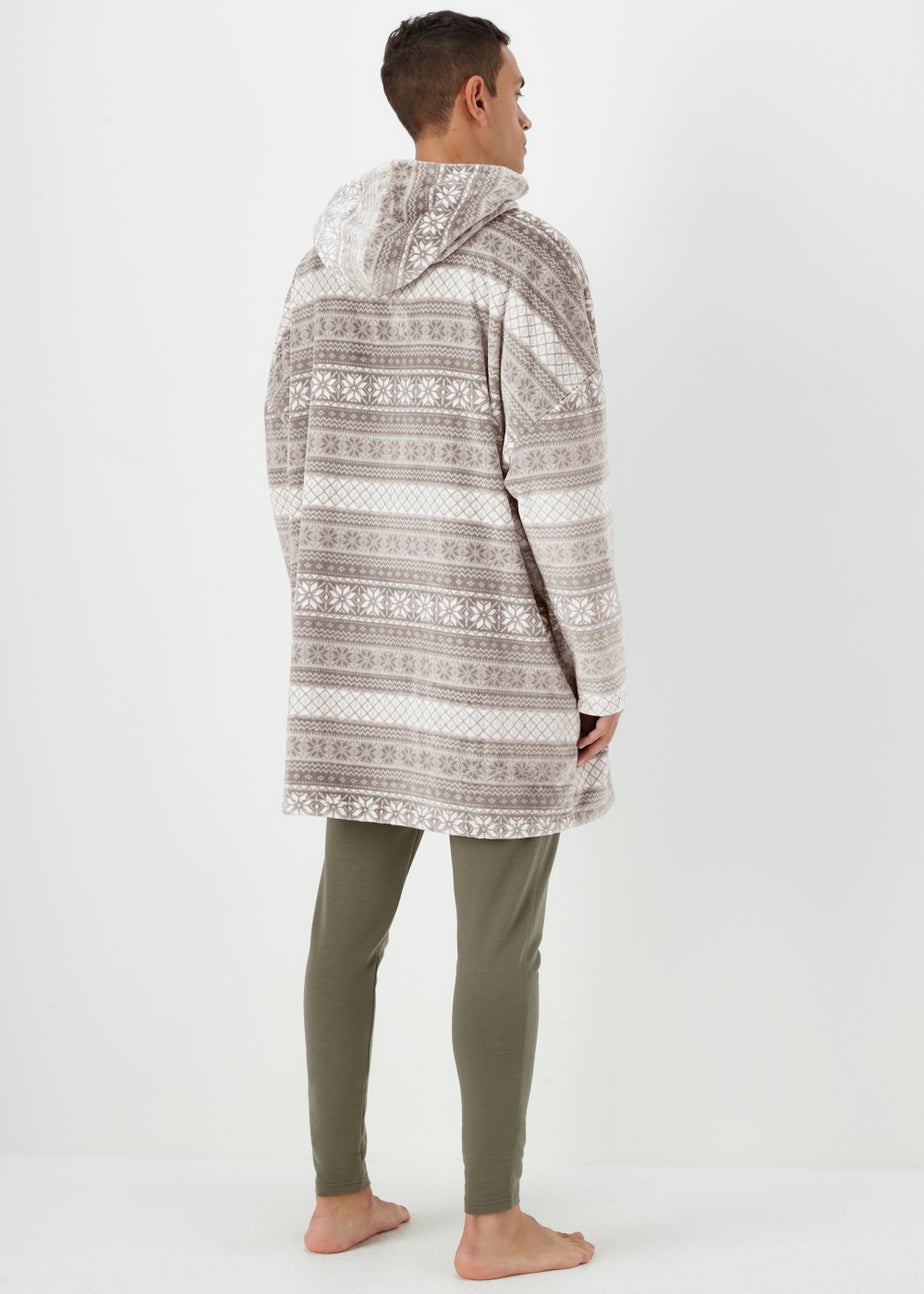 Grey Fair Isle Snuggle Hoodie
