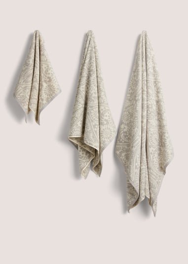 Grey Demask 100% Cotton Towels