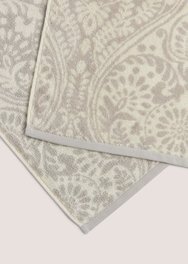 Grey Demask 100% Cotton Towels