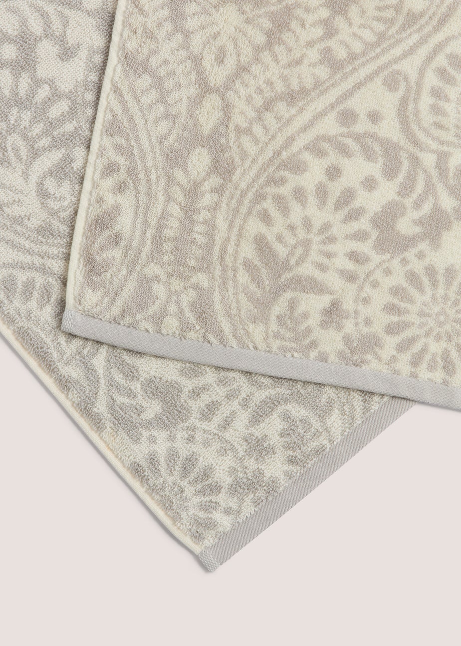 Grey Demask 100% Cotton Towels