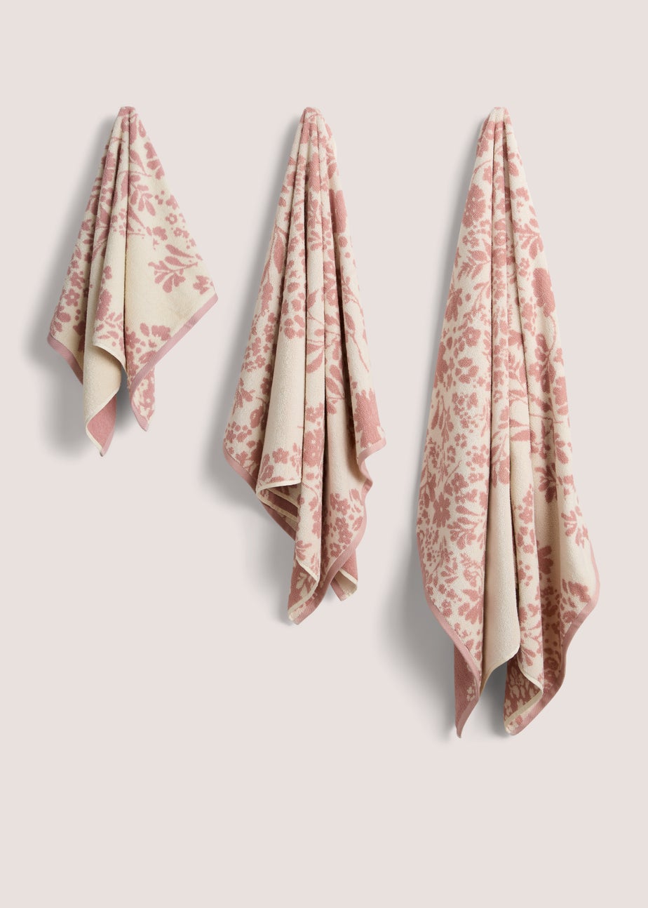 Pink Floral 100% Cotton Towels
