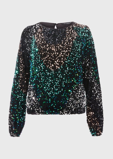 Et Vous Multicoloured Sequin Long Sleeve Top