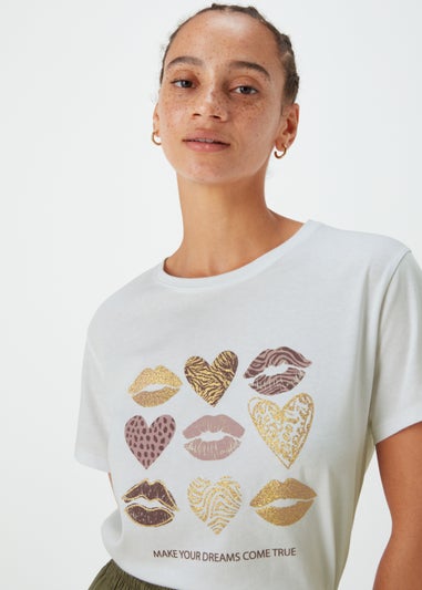 White Animal Heart Graphic T-Shirt