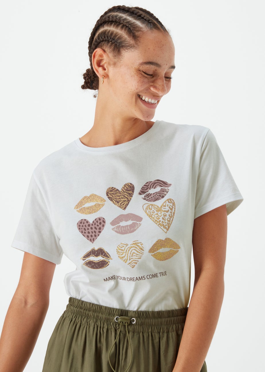 White Animal Heart Graphic T-Shirt