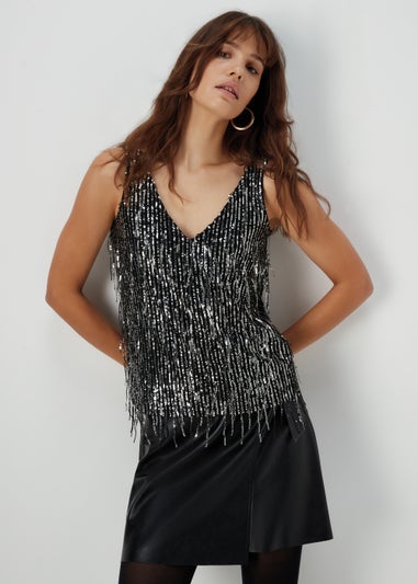 Et Vous Silver Sequin Cami Top