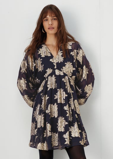 Et Vous Navy Floral Jacquard Mini Dress