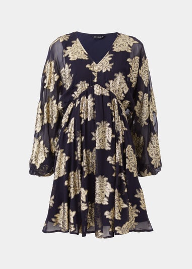 Et Vous Navy Floral Jacquard Mini Dress