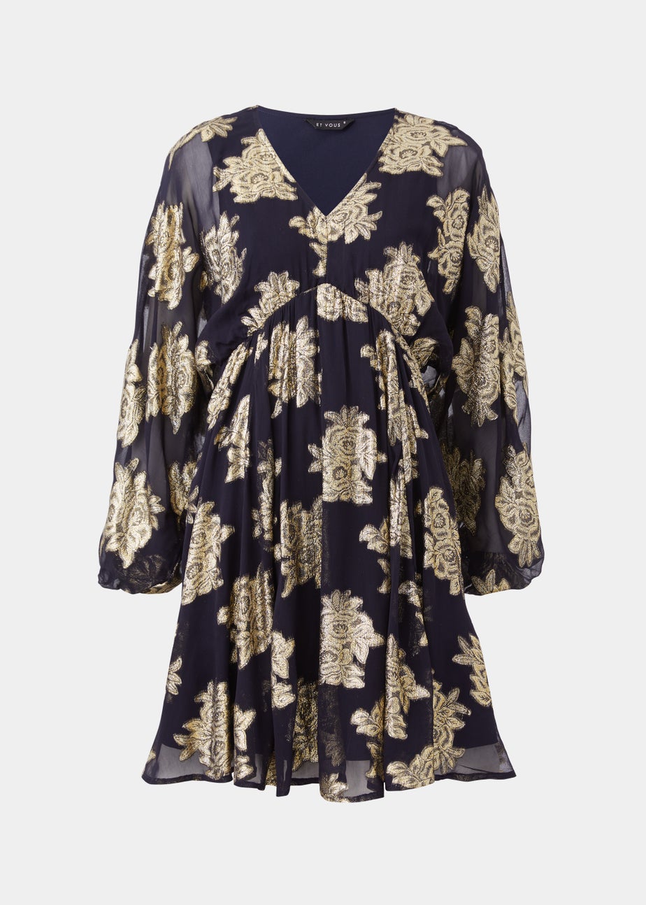 Et Vous Navy Floral Jacquard Mini Dress