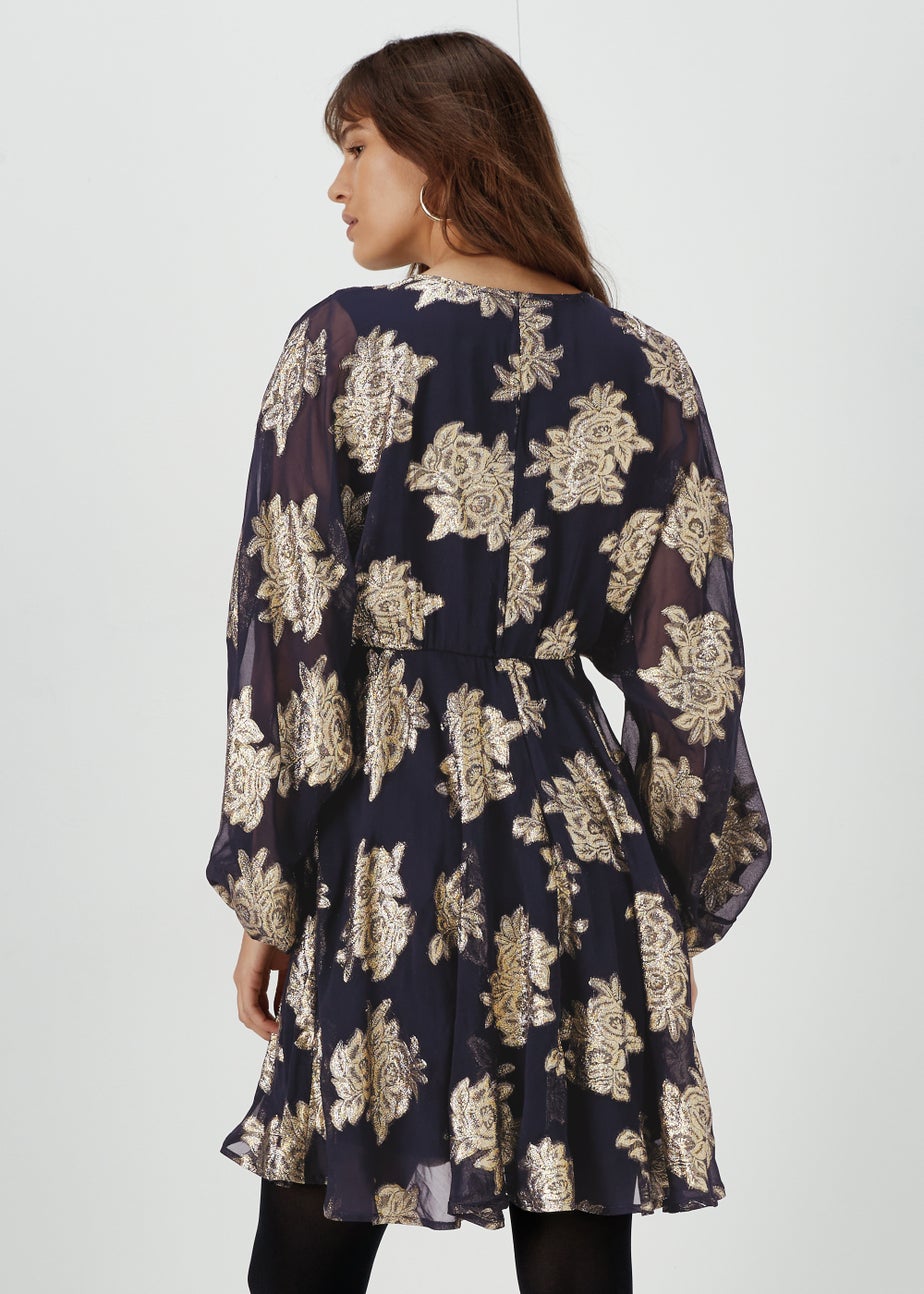 Et Vous Navy Floral Jacquard Mini Dress