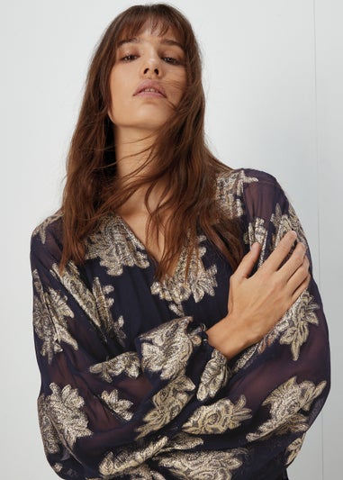 Et Vous Navy Floral Jacquard Mini Dress