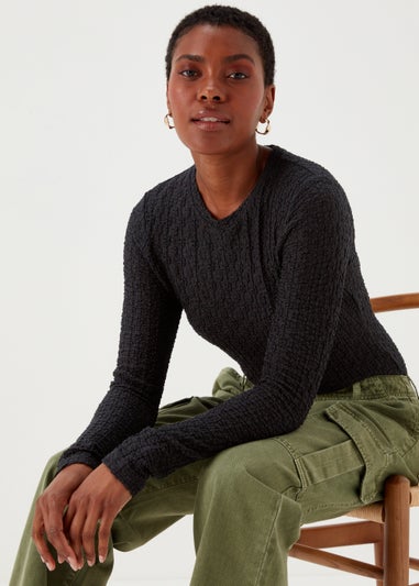 Black Lace Long Sleeve Top