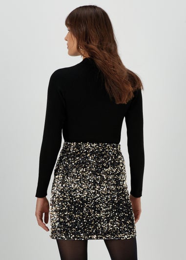 Et Vous Gold Sequin Velvet Mini Skirt
