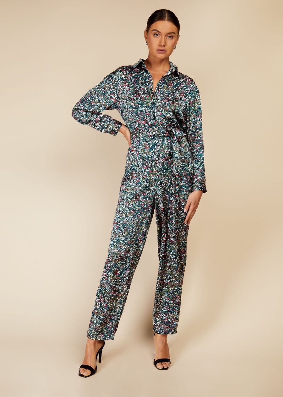 Little Mistress by Vogue Williams Multicoloured Print Satin Jumpsuit