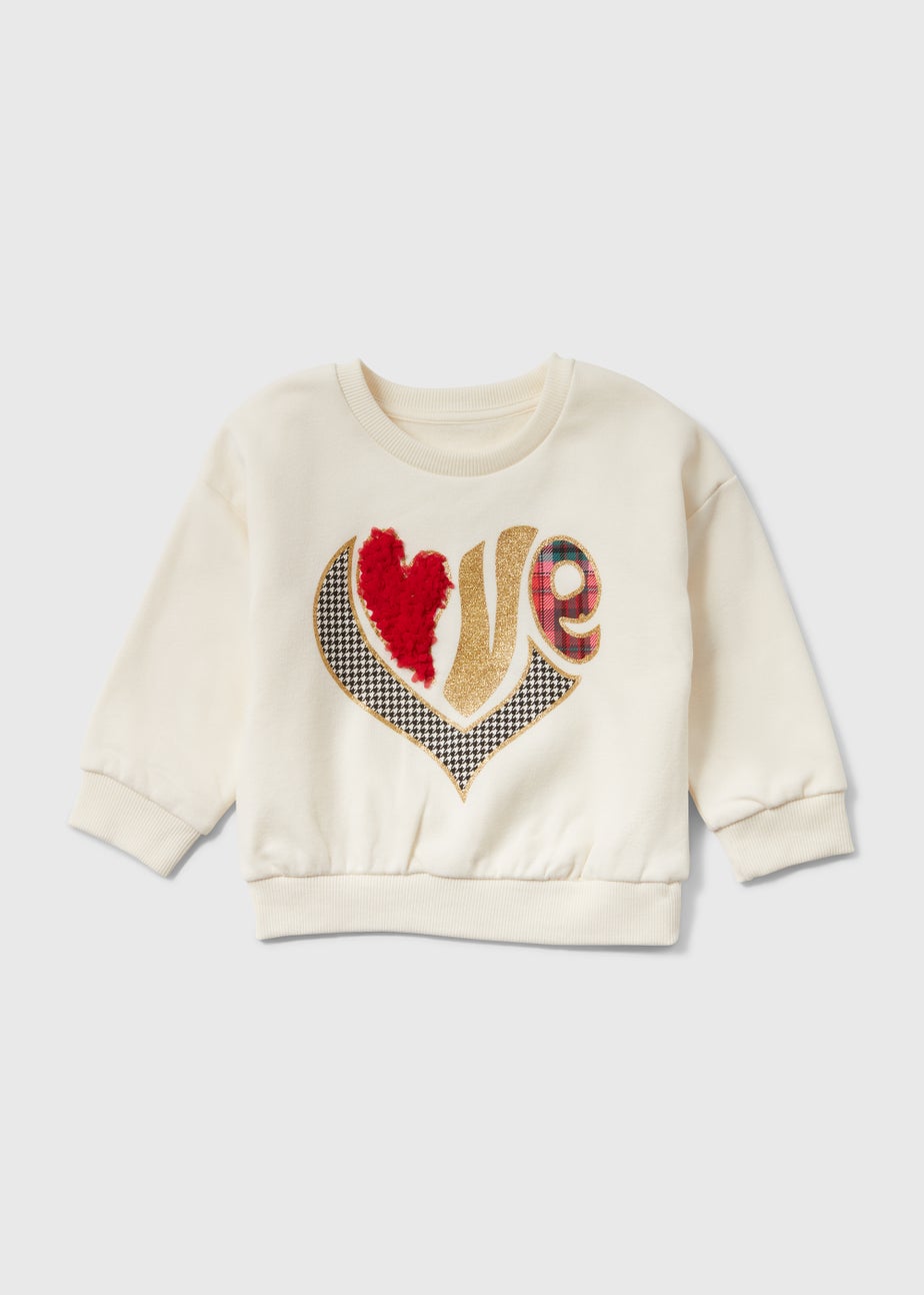 Girls Cream Love Sweatshirt (9mths-6yrs)
