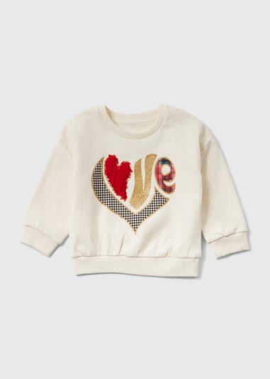 Girls Cream Love Sweatshirt (9mths-6yrs)