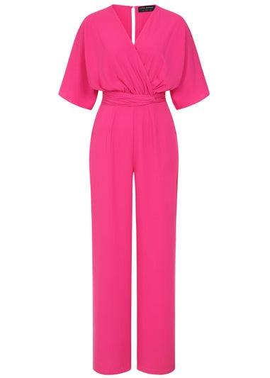 Little Mistress Pink Mock Wrap Jumpsuit
