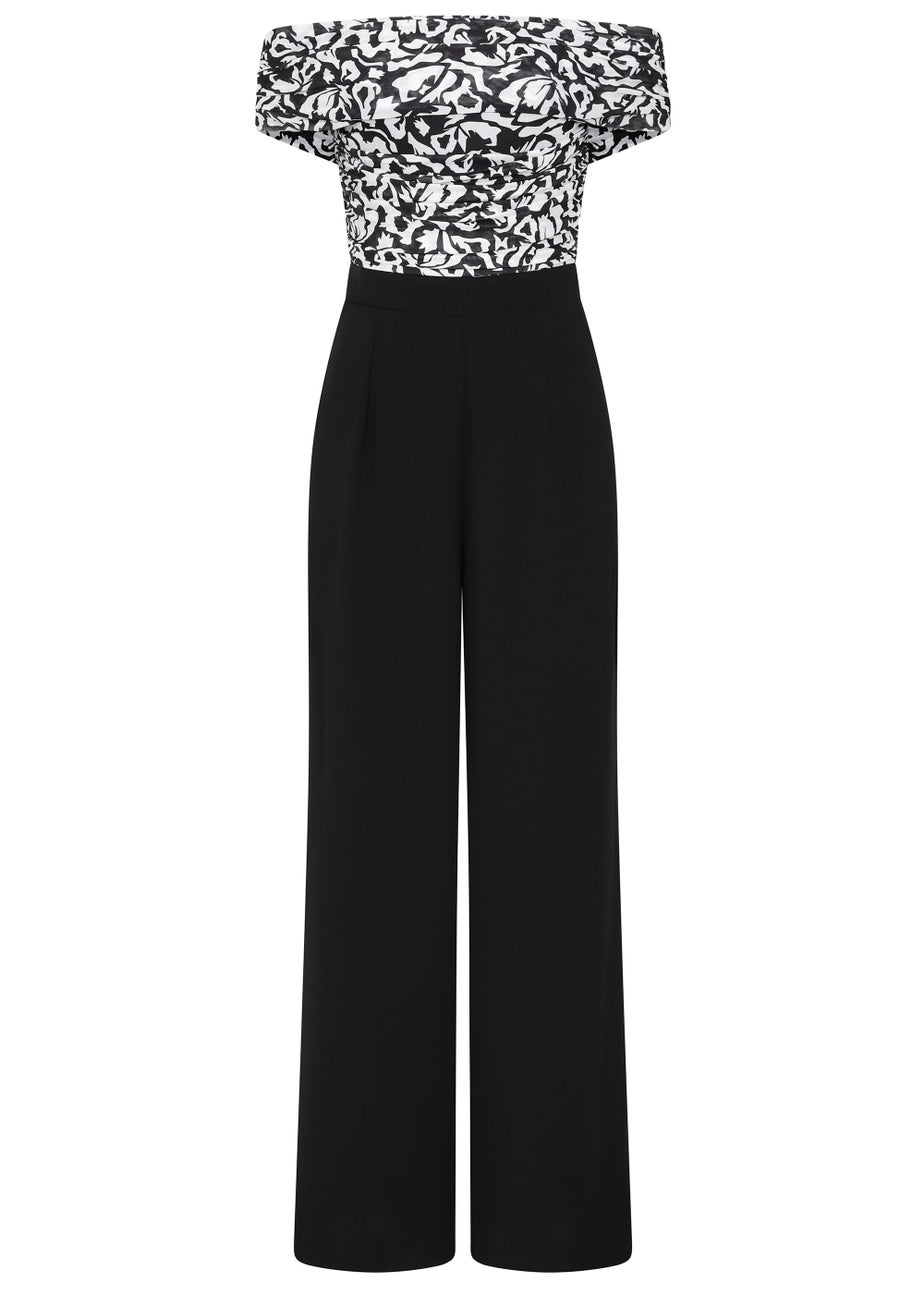 Little Mistress Black & White Print Bardot Jumpsuit