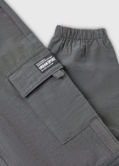 Boys Grey Parachute Trousers (4-13yrs)