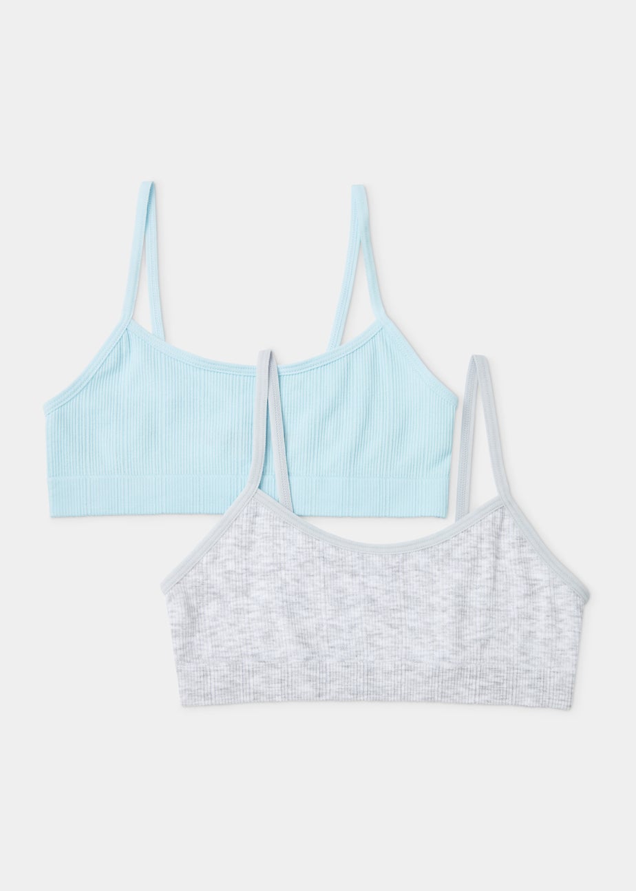 Girls 2 Pack Ribbed Seamless Crop Tops (6-13yrs)