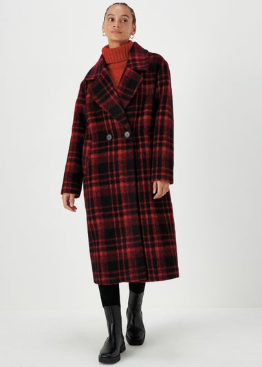 Papaya Petite Red Check Overcoat