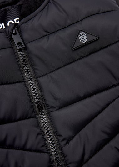 Boys Black Quilted Bomber Jacket (4-13yrs)