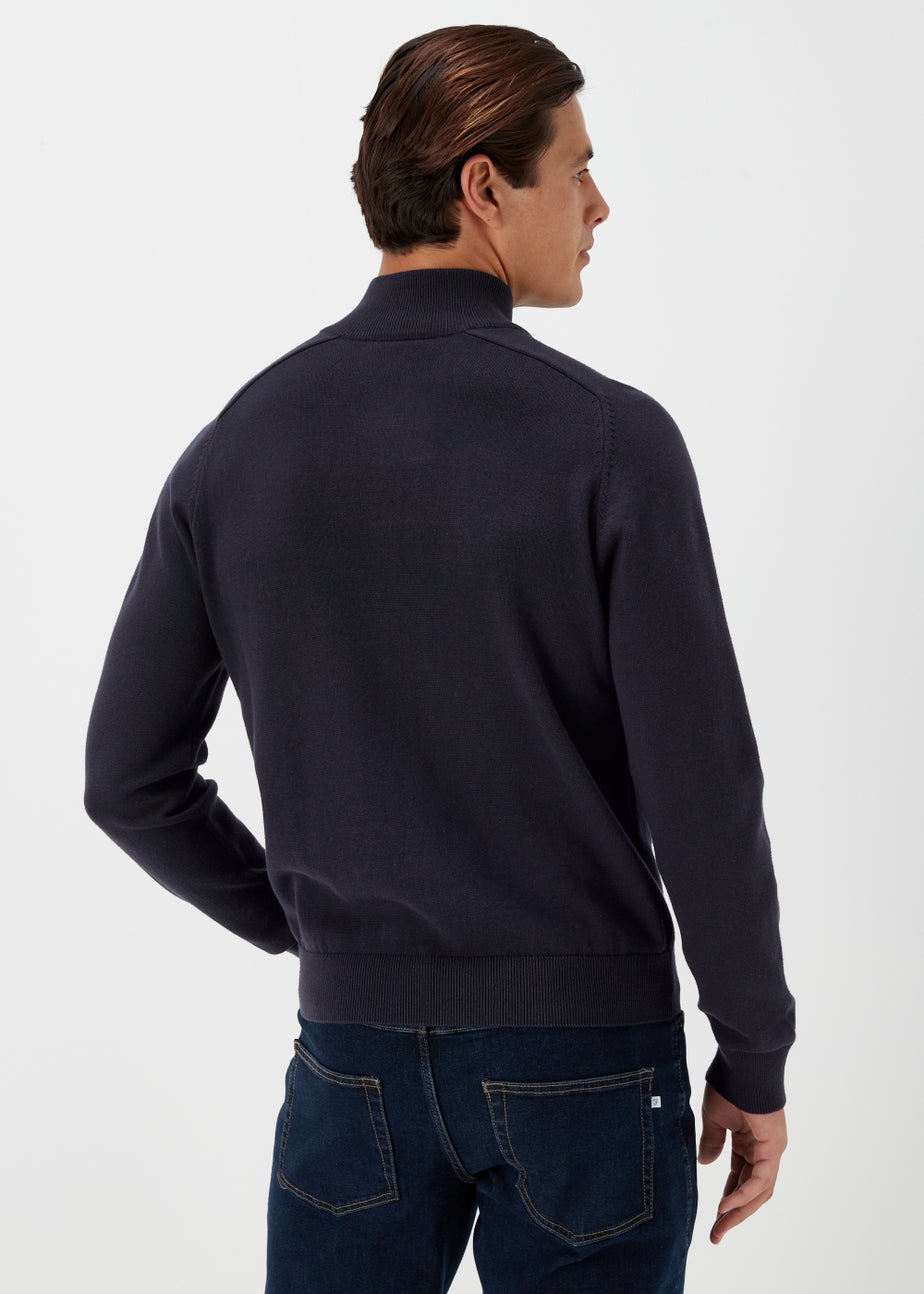 Farah Newitt Navy 1/4 Zip Knitted Sweatshirt