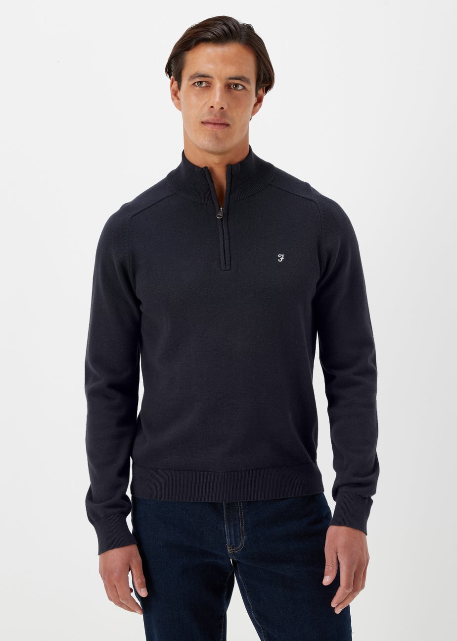 Farah Newitt Navy 1/4 Zip Knitted Sweatshirt