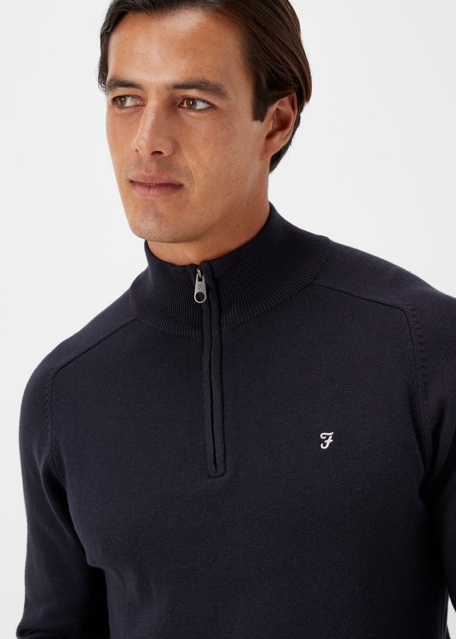 Farah Newitt Navy 1/4 Zip Knitted Sweatshirt