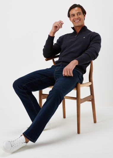 Farah Newitt Navy 1/4 Zip Knitted Sweatshirt