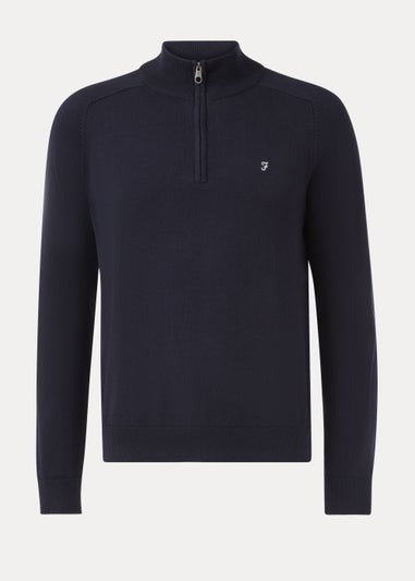 Farah Newitt Navy 1/4 Zip Knitted Sweatshirt