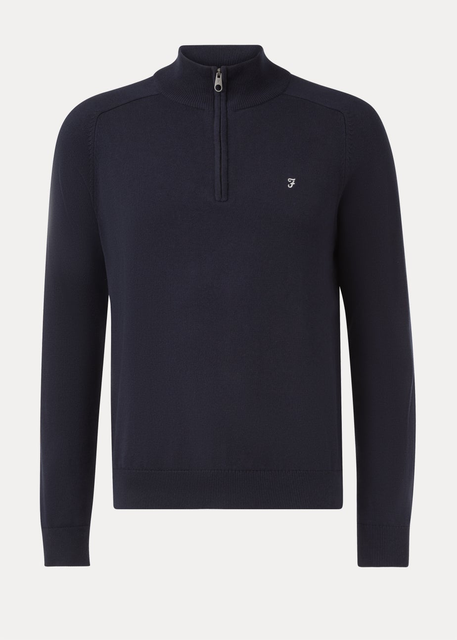 Farah Newitt Navy 1/4 Zip Knitted Sweatshirt