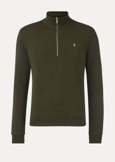 Farah Aintree Olive 1/4 Zip Knitted Sweatshirt